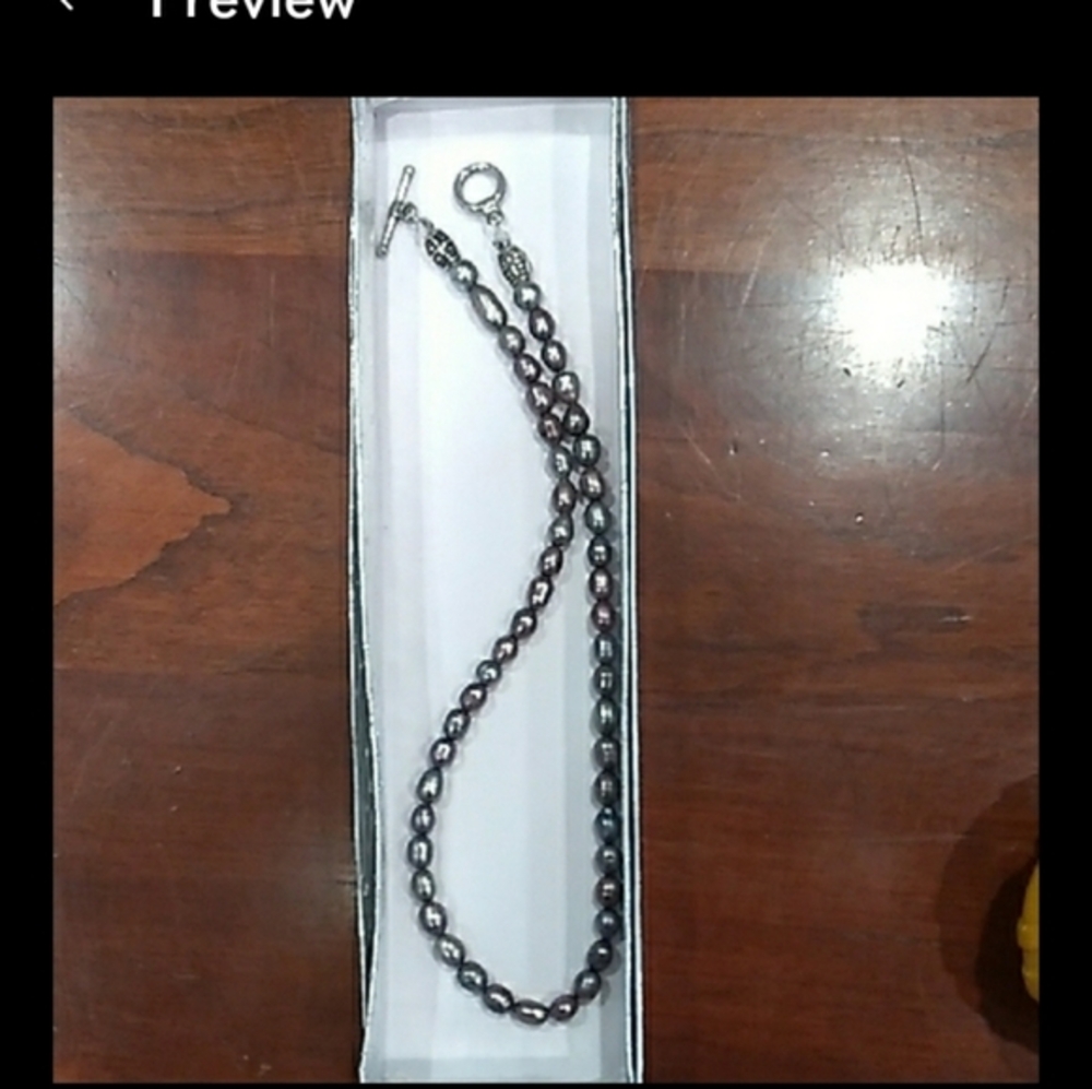 Silver Gray Beaded Choker Necklace with Toggle Clasp